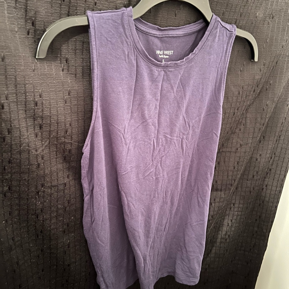 Nine West Navy Blue Sleeveless Tank Top | Soft Stretch Basic Layering Tee Casual